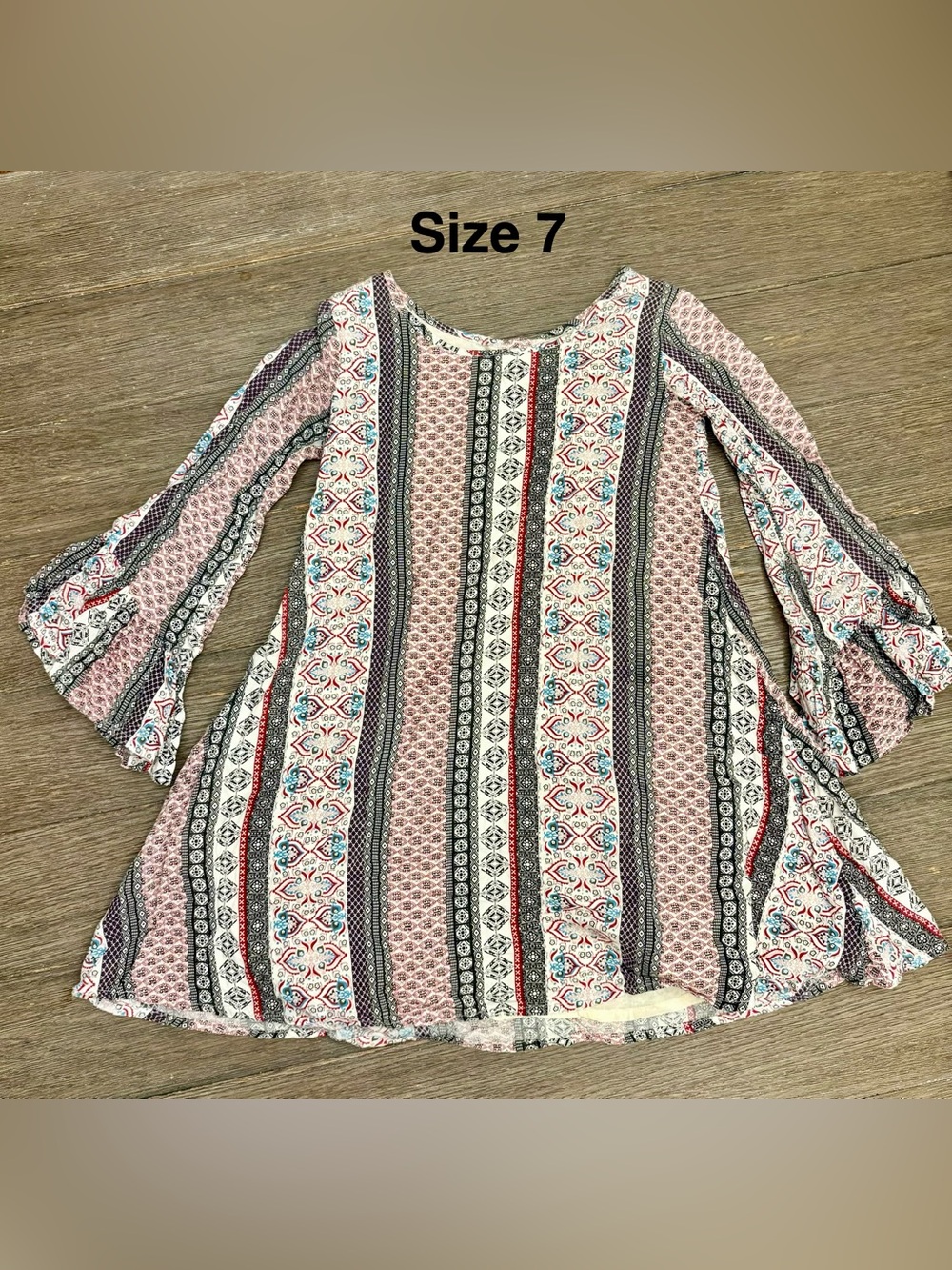 Girls' Striped Boho Swing Dress in Pink